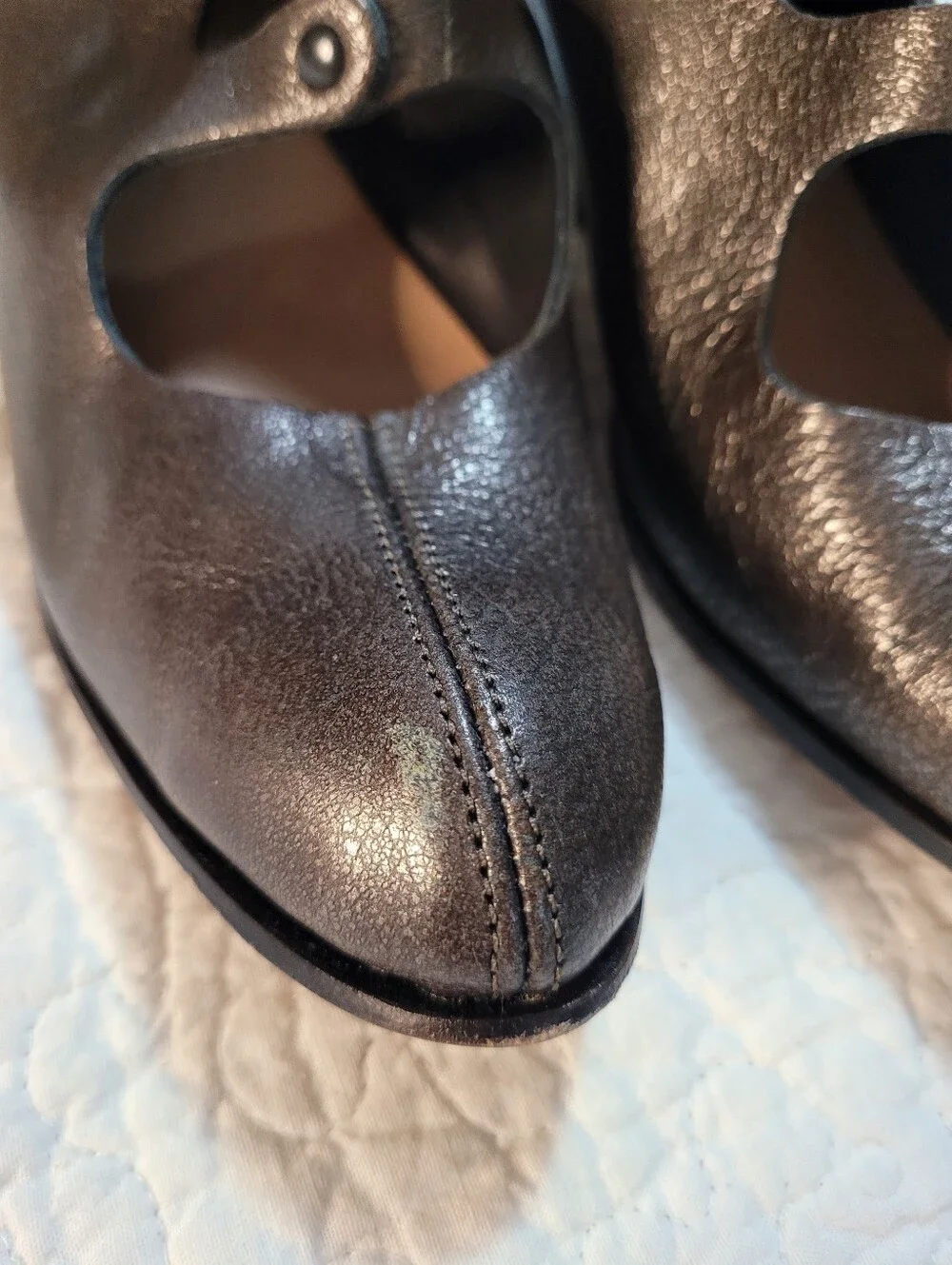 Cydwoq Engage Handmade Vintage Leather Block Heel Zipper Sz US 7.5 EU 37.5